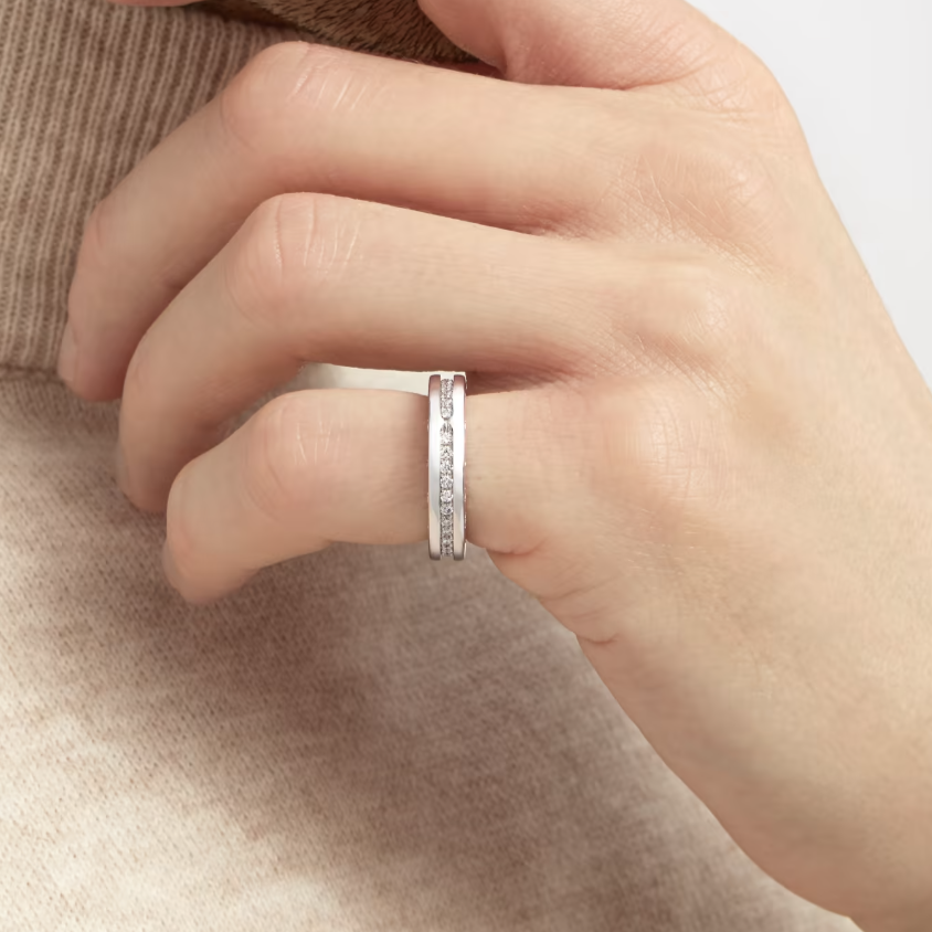 [Lucky Star]ZERO 1 ONE-BAND PAVED DIAMONDS ON THE SPIRAL RING