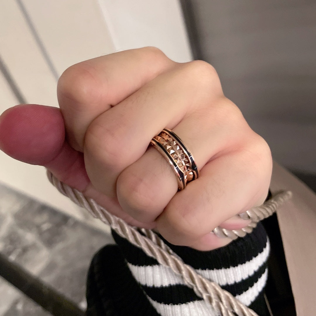 [Lucky Star]ZERO 1 PINK GOLD BLACK CERAMIC RING