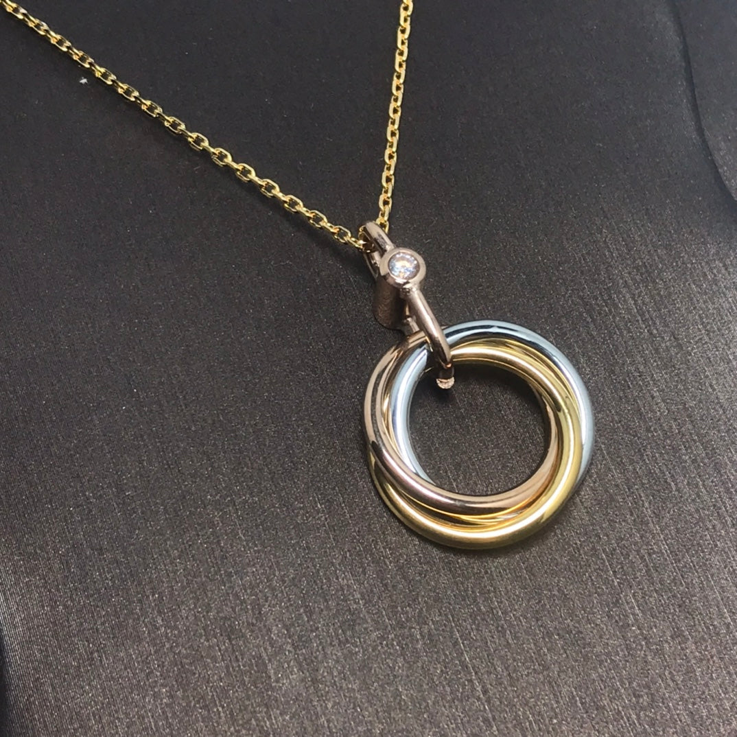 [Lucky Star]TRINITY SILVER GOLD PINK GOLD NECKLACE