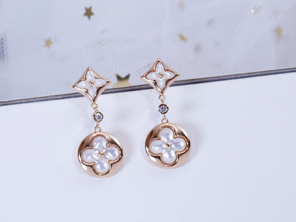 [Lucky Star]STAR AND SUN PINK GOLD MOP DROP EARRINGS