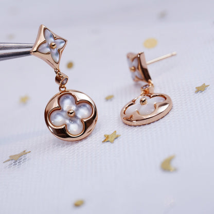 [Lucky Star]STAR AND SUN PINK GOLD MOP DROP EARRINGS