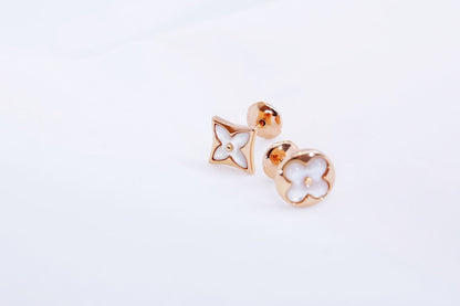 [Lucky Star]STAR AND SUN PINK GOLD MOP STUD EARRINGS