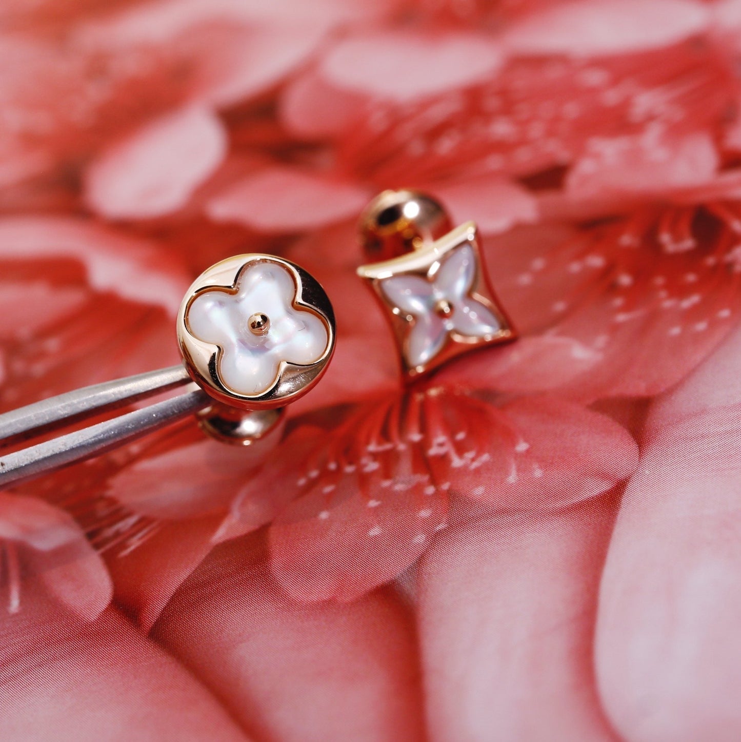[Lucky Star]STAR AND SUN PINK GOLD MOP STUD EARRINGS