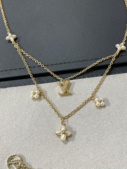 [Lucky Star]FLOWERGRAM GOLD MOP DOUBLE ROW NECKLACE
