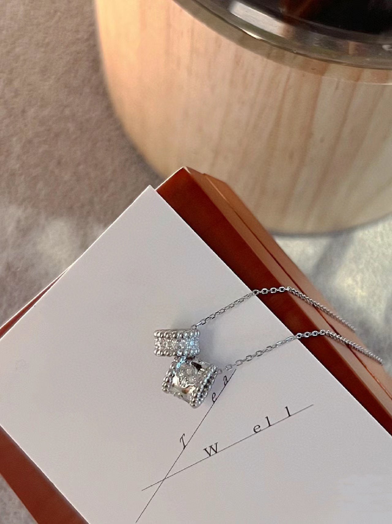 [Lucky Star]PERLEE DOUBLE PENDANT SILVER DIAMOND NECKLACE