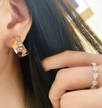 [Lucky Star]BEE LOVE DIAMOND HOOP EARRINGS