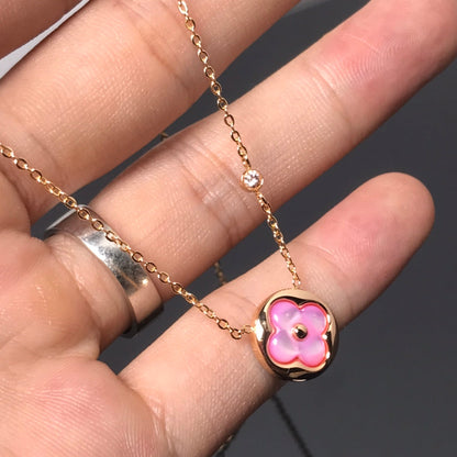 [Lucky Star]COLOR BLOSSOM PINK MOP SUN GOLD NECKLACE