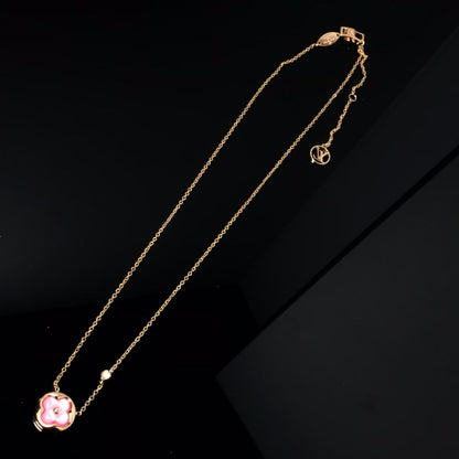[Lucky Star]COLOR BLOSSOM PINK MOP SUN GOLD NECKLACE
