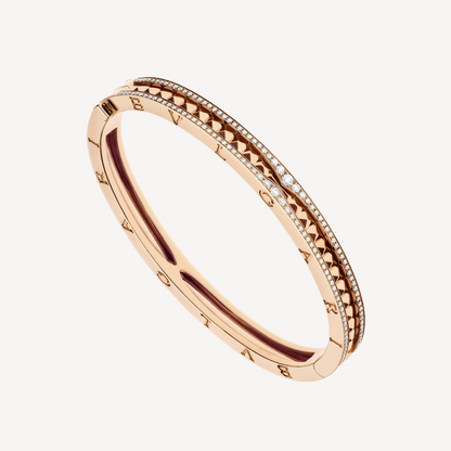 [Lucky Star]ZERO 1 SPIRAL AND PAVED DIAMOND PINK GOLD BRACELET