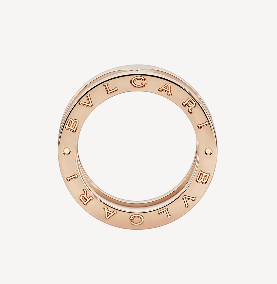 [Lucky Star]ZERO 1 TWO-BAND LOOPS AND WHITE CERAMIC SPIRAL PINK GOLD RING