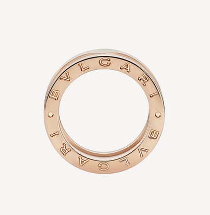 [Lucky Star]ZERO 1 TWO-BAND LOOPS AND WHITE CERAMIC SPIRAL PINK GOLD RING