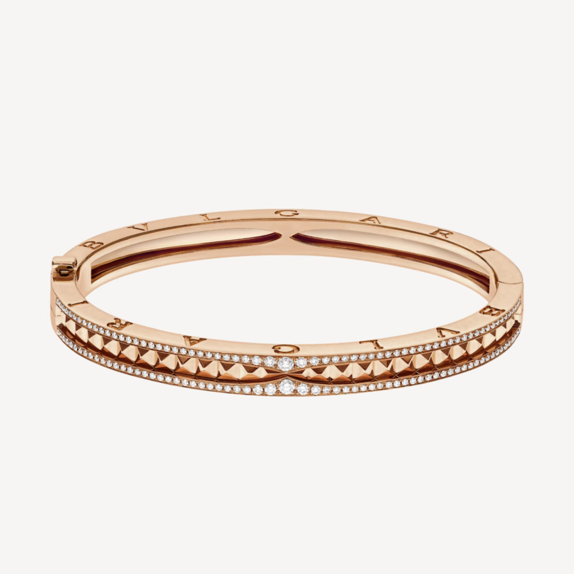 [Lucky Star]ZERO 1 SPIRAL AND PAVED DIAMOND PINK GOLD BRACELET