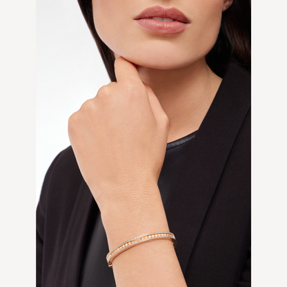 [Lucky Star]ZERO 1 SPIRAL AND PAVED DIAMOND PINK GOLD BRACELET