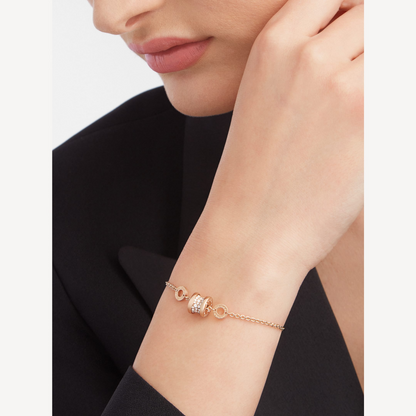 [Lucky Star]ZERO 1 SOFT PINK GOLD WITH PAVED DIAMONDS ON THE SPIRAL BRACELET