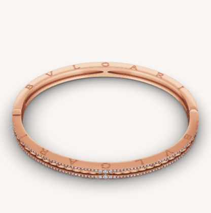 [Lucky Star]ZERO 1 SPIRAL AND PAVED DIAMOND PINK GOLD BRACELET