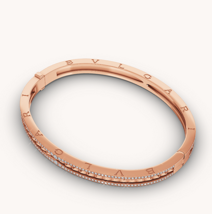 [Lucky Star]ZERO 1 SPIRAL AND PAVED DIAMOND PINK GOLD BRACELET