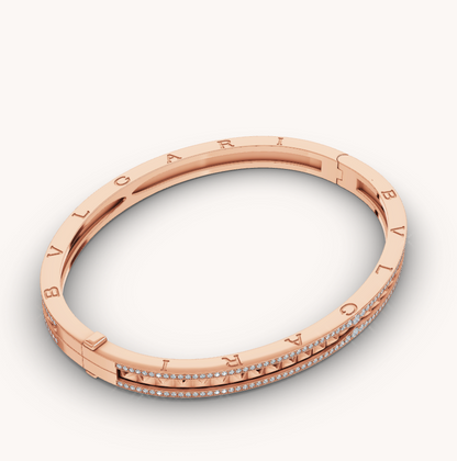 [Lucky Star]ZERO 1 SPIRAL AND PAVED DIAMOND PINK GOLD BRACELET