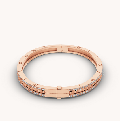 [Lucky Star]ZERO 1 SPIRAL AND PAVED DIAMOND PINK GOLD BRACELET