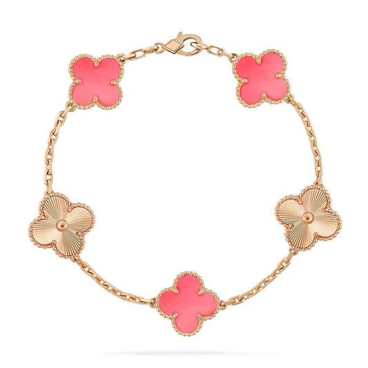 [Lucky Star]CLOVER BRACELET 5 MOTIF PINK AND PINK GOLD