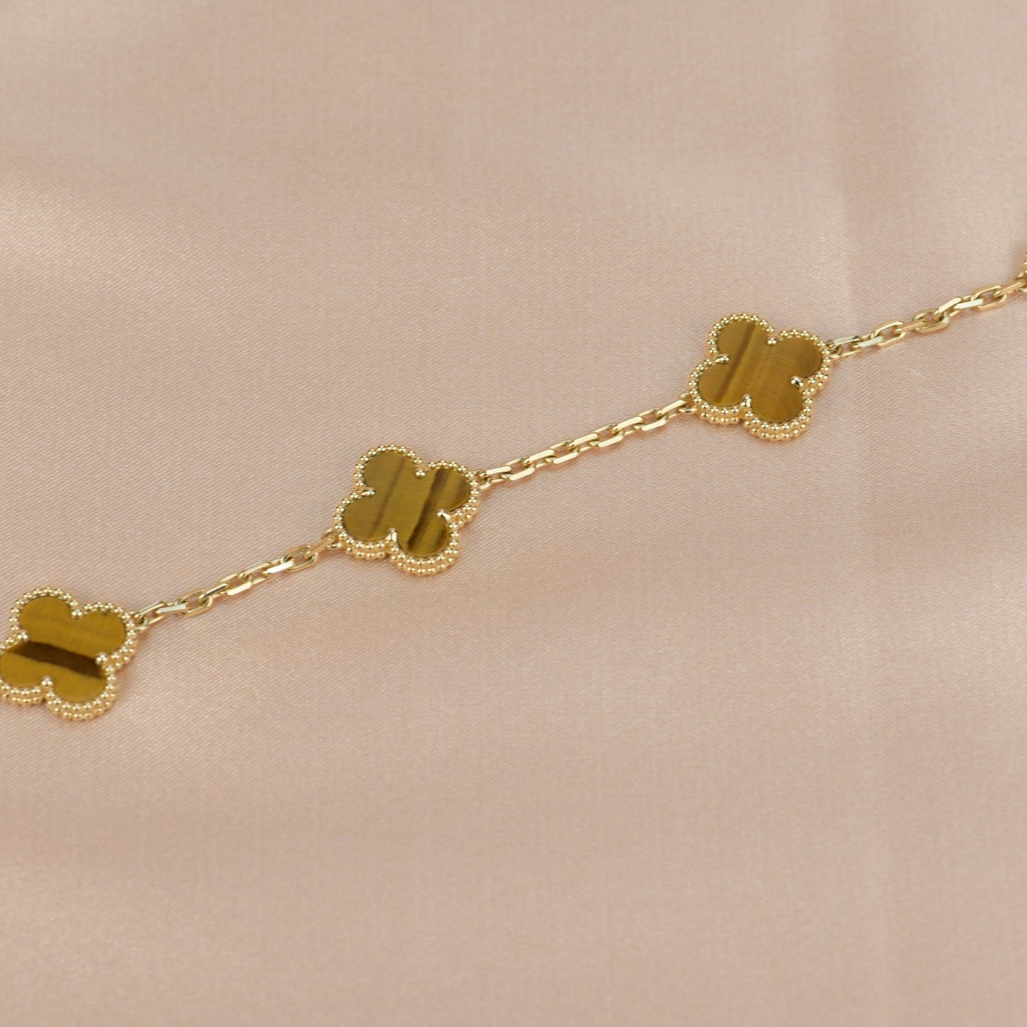 [Lucky Star]CLOVER  5 MOTIFS TIGER EYE BRACELET