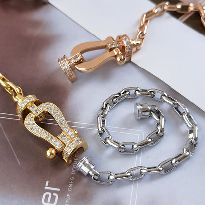 [Lucky Star]FORCE LARGE HORSESHOE CLASP  METAL BRACELET
