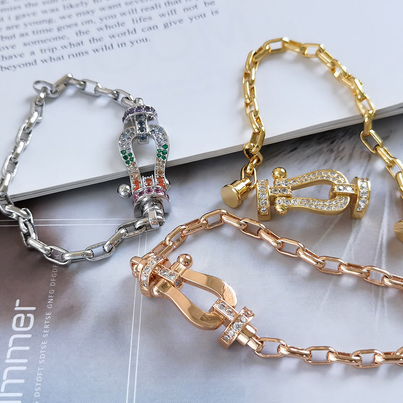 [Lucky Star]FORCE LARGE HORSESHOE CLASP  METAL BRACELET