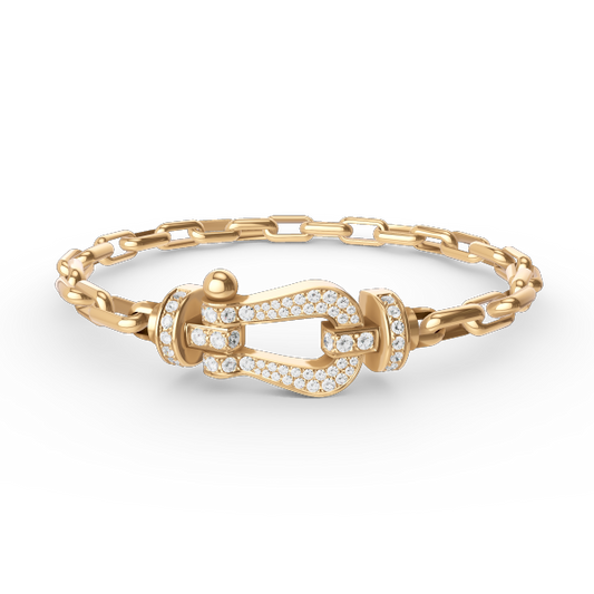 [Lucky Star]FORCE LARGE HORSESHOE CLASP  METAL BRACELET