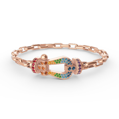 [Lucky Star]FORCE LARGE HORSESHOE CLASP  METAL BRACELET