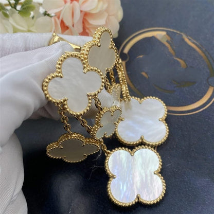 [Lucky Star]CLOVER EARRINGS WHITE MOP 4 MOTIFS GOLD