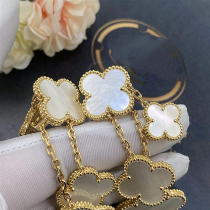 [Lucky Star]CLOVER EARRINGS WHITE MOP 4 MOTIFS GOLD