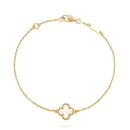 [Lucky Star]CLOVER WHITE MOP SINGLE FLOWER BRACELET