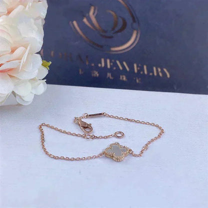 [Lucky Star]CLOVER WHITE MOP SINGLE FLOWER BRACELET