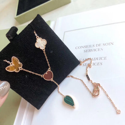 [Lucky Star]LUCKY SPRING 4 MOTIFS ROSE GOLD NECKLACE