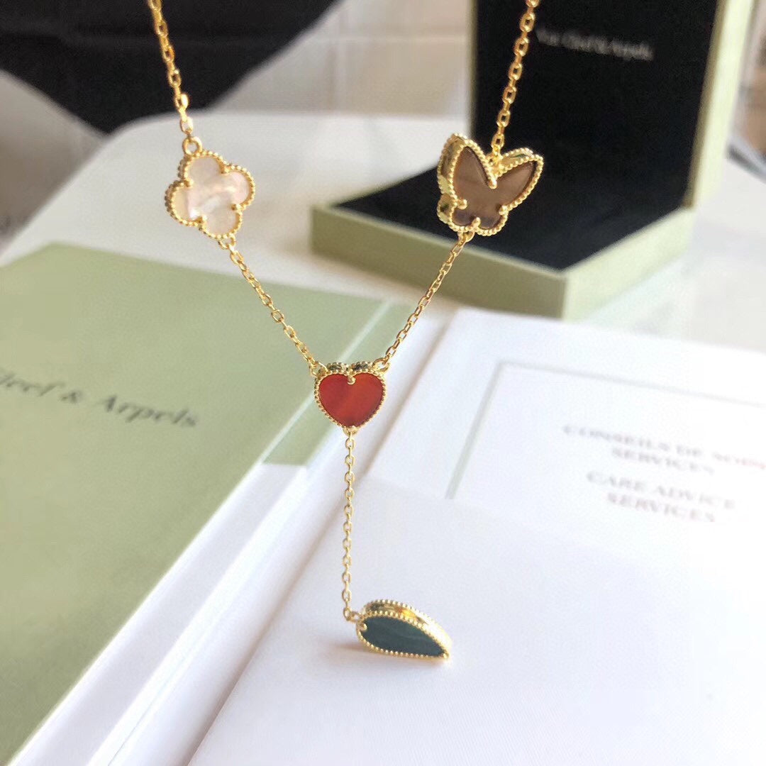 [Lucky Star]LUCKY SPRING 4 MOTIFS ROSE GOLD NECKLACE