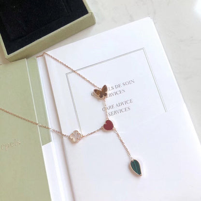 [Lucky Star]LUCKY SPRING 4 MOTIFS ROSE GOLD NECKLACE