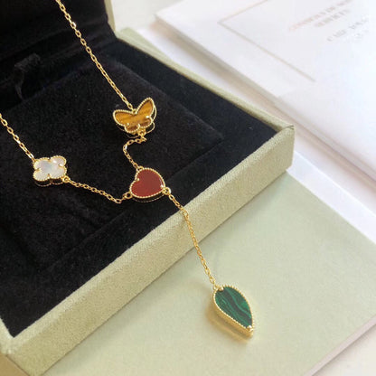 [Lucky Star]LUCKY SPRING 4 MOTIFS ROSE GOLD NECKLACE